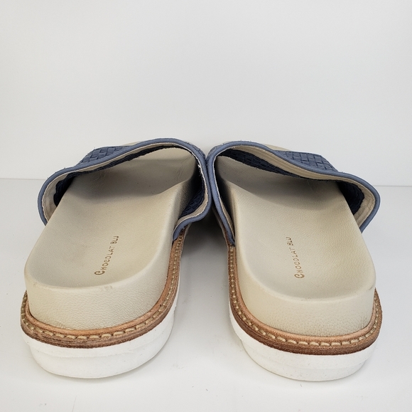 Chocolat Blu Dea Navy Blue Woven Leather Track Sole Slide Sandels Sz 39=8-8.5 - Picture 6 of 11
